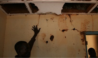 The damaged house